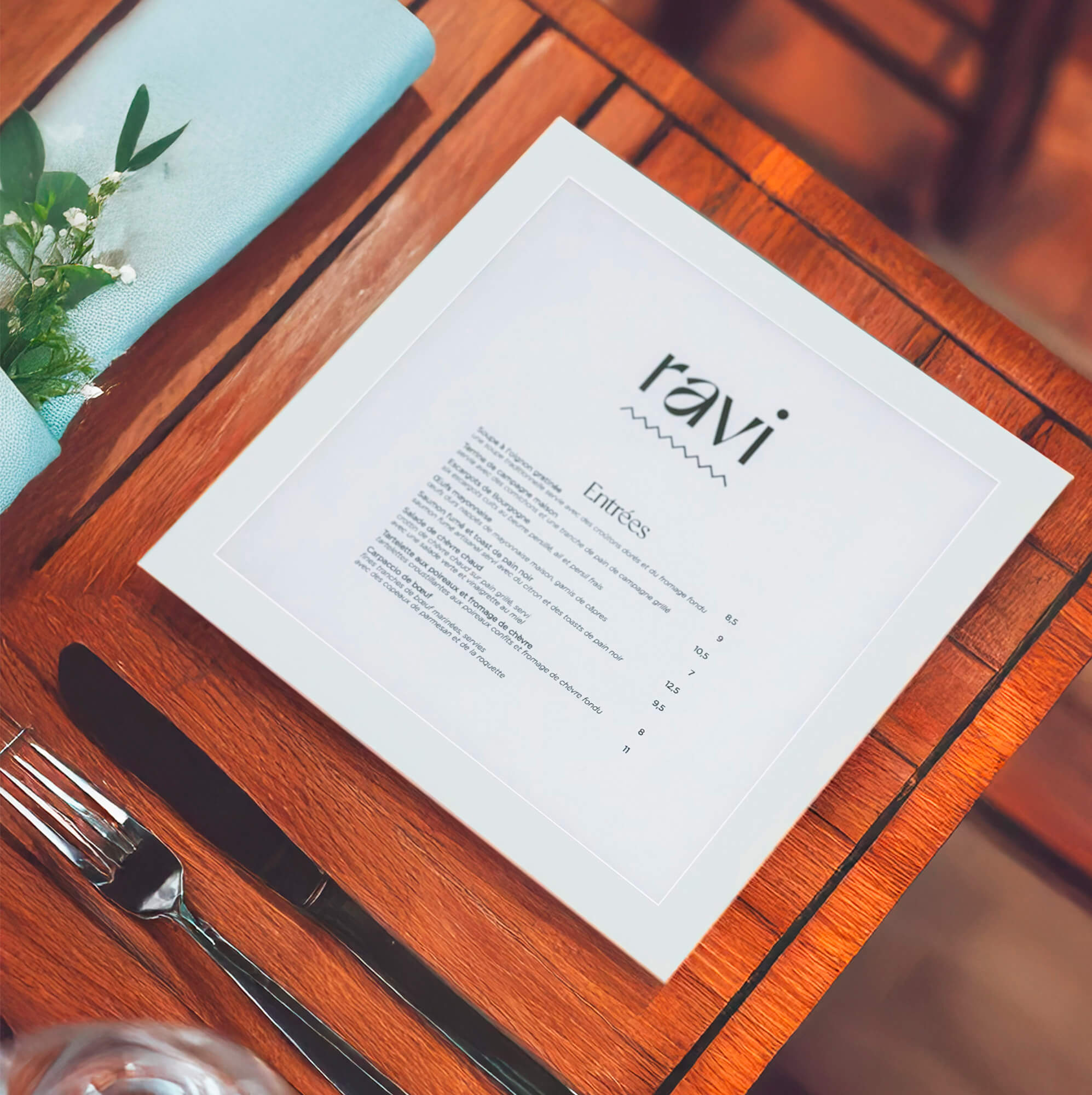 Protège-menu en plastique - Format planche