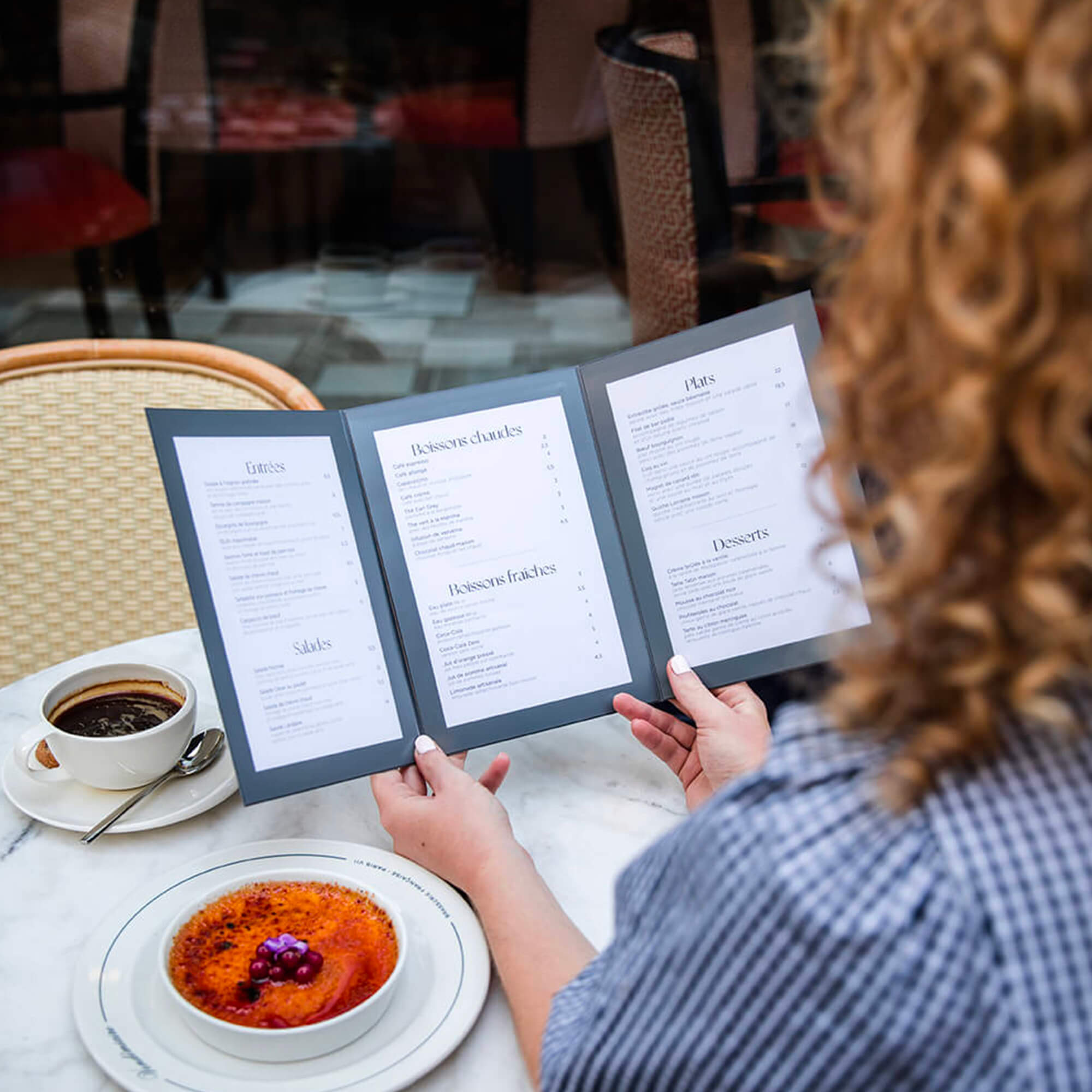 Protège-menu en plastique - Format tryptique