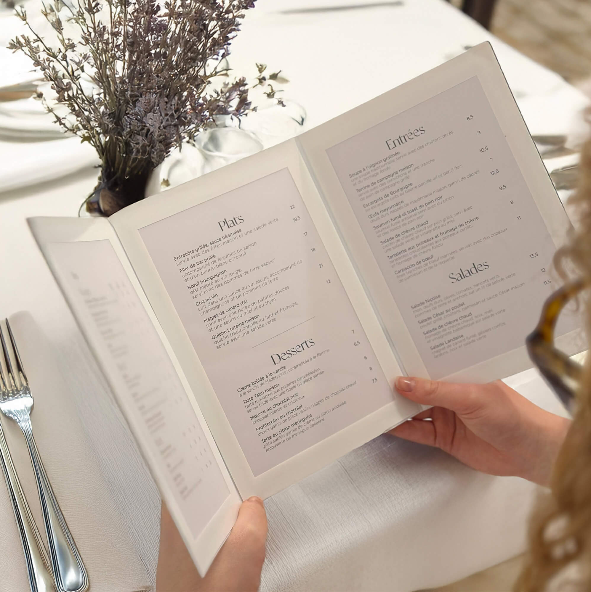 Protège-menu en plastique - Format tryptique