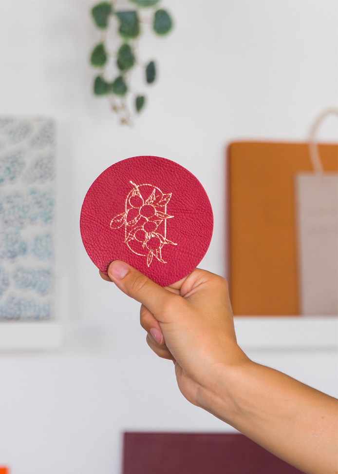 Dessous de verre en simili-cuir grainé