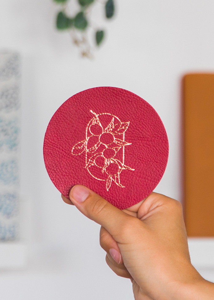 Dessous de verre en simili-cuir grainé