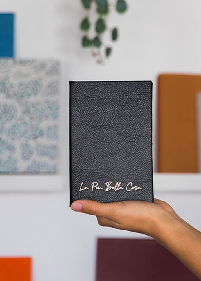 Porte-addition rigide en simili-cuir grainé