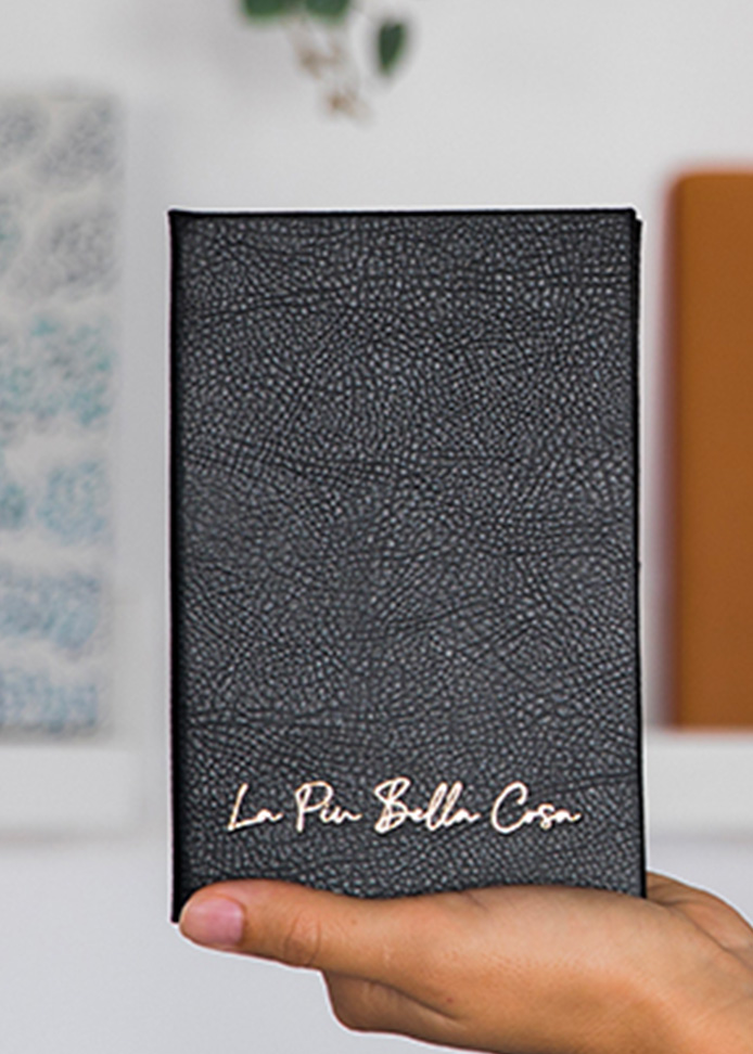 Porte-addition rigide en simili-cuir grainé