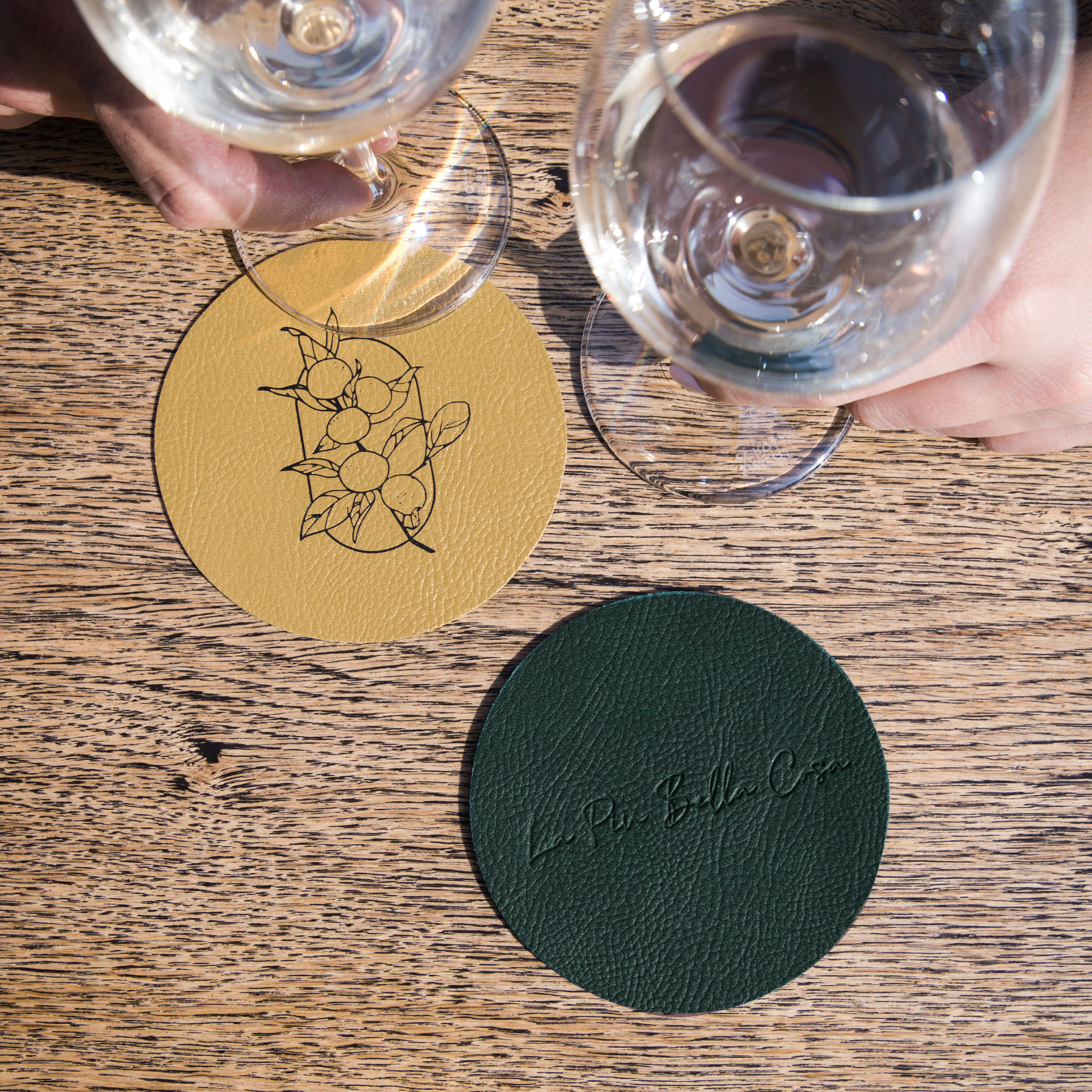 Dessous de verre en simili-cuir grainé