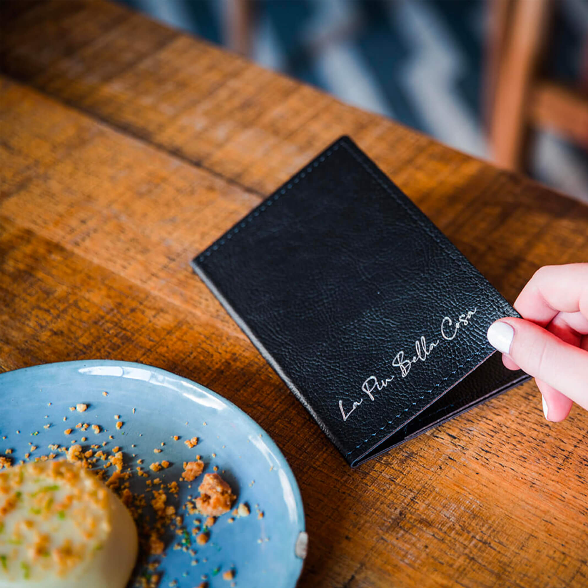 Porte-addition souple en simili-cuir grainé