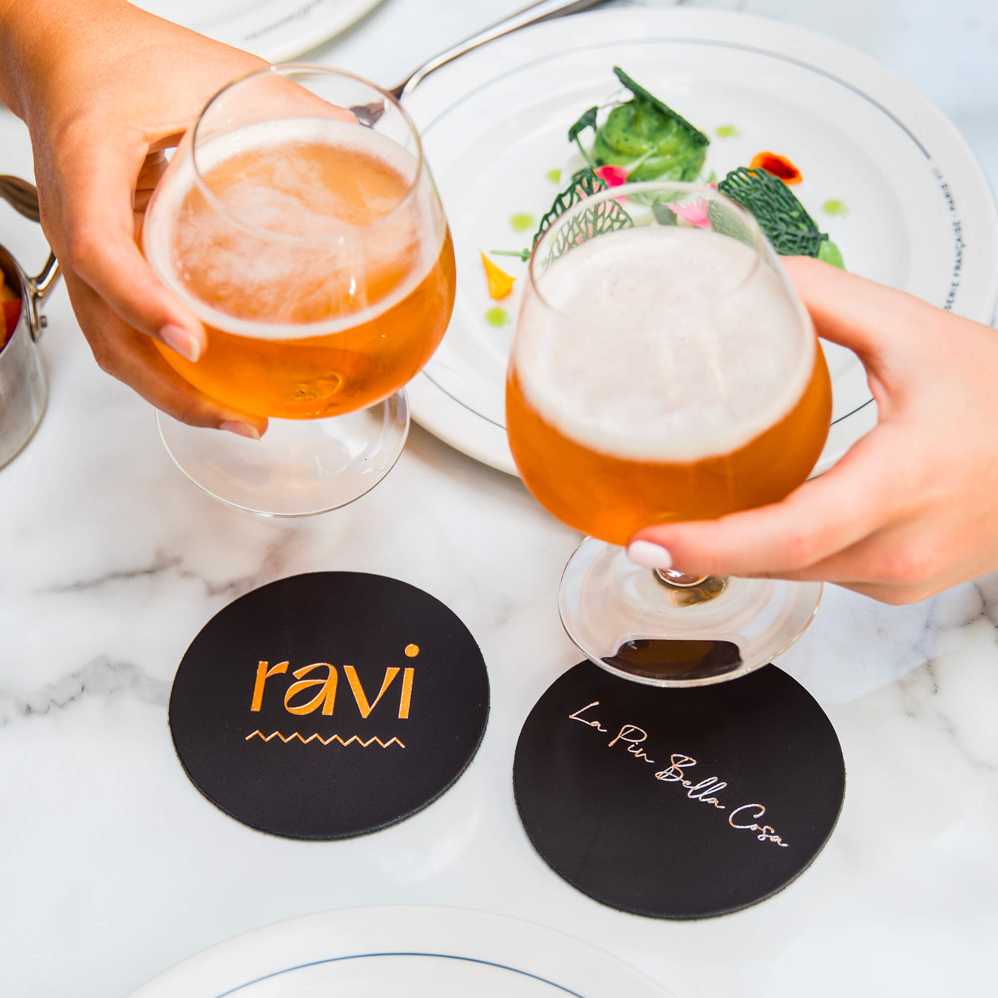 Dessous de verre en cuir véritable