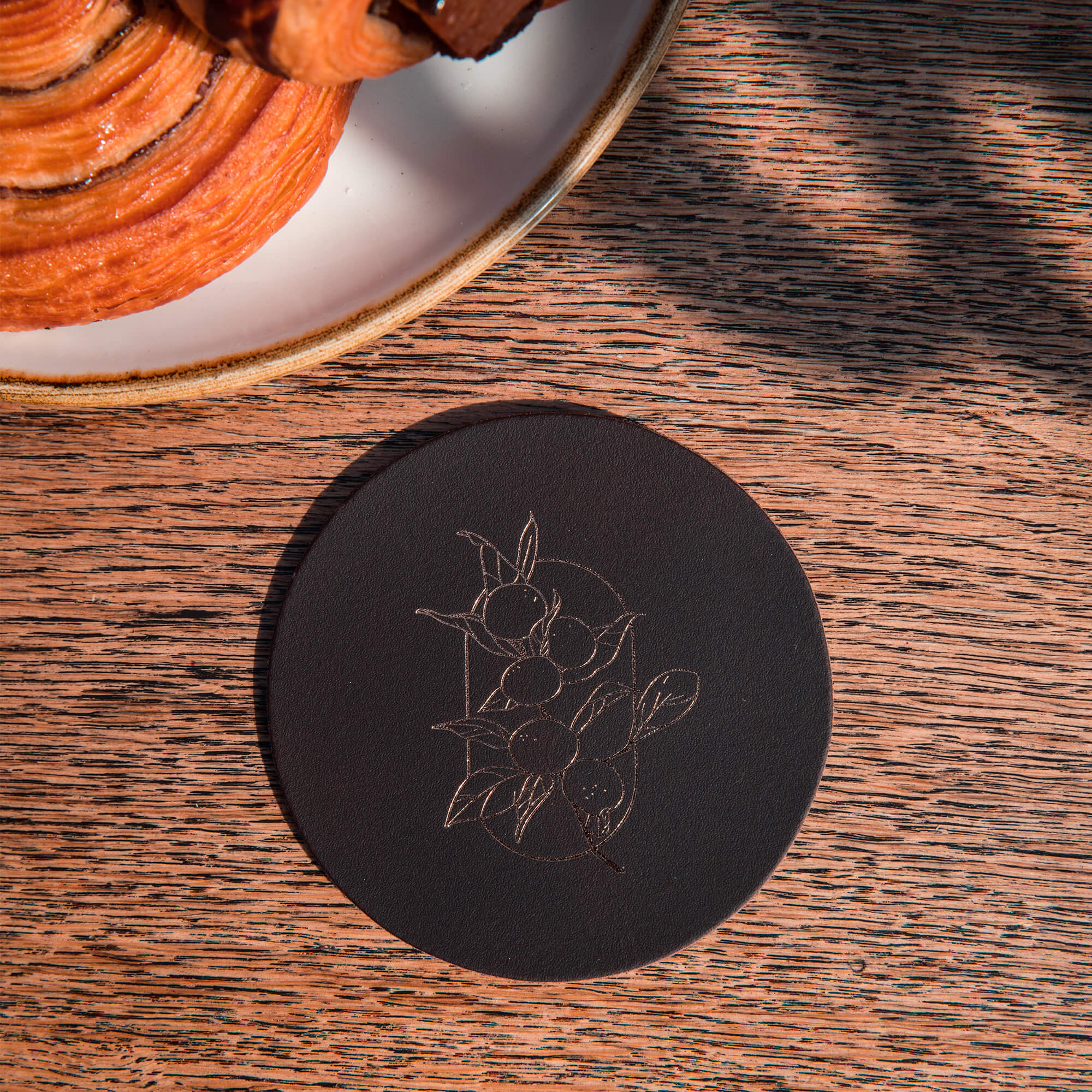 Dessous de verre en cuir véritable