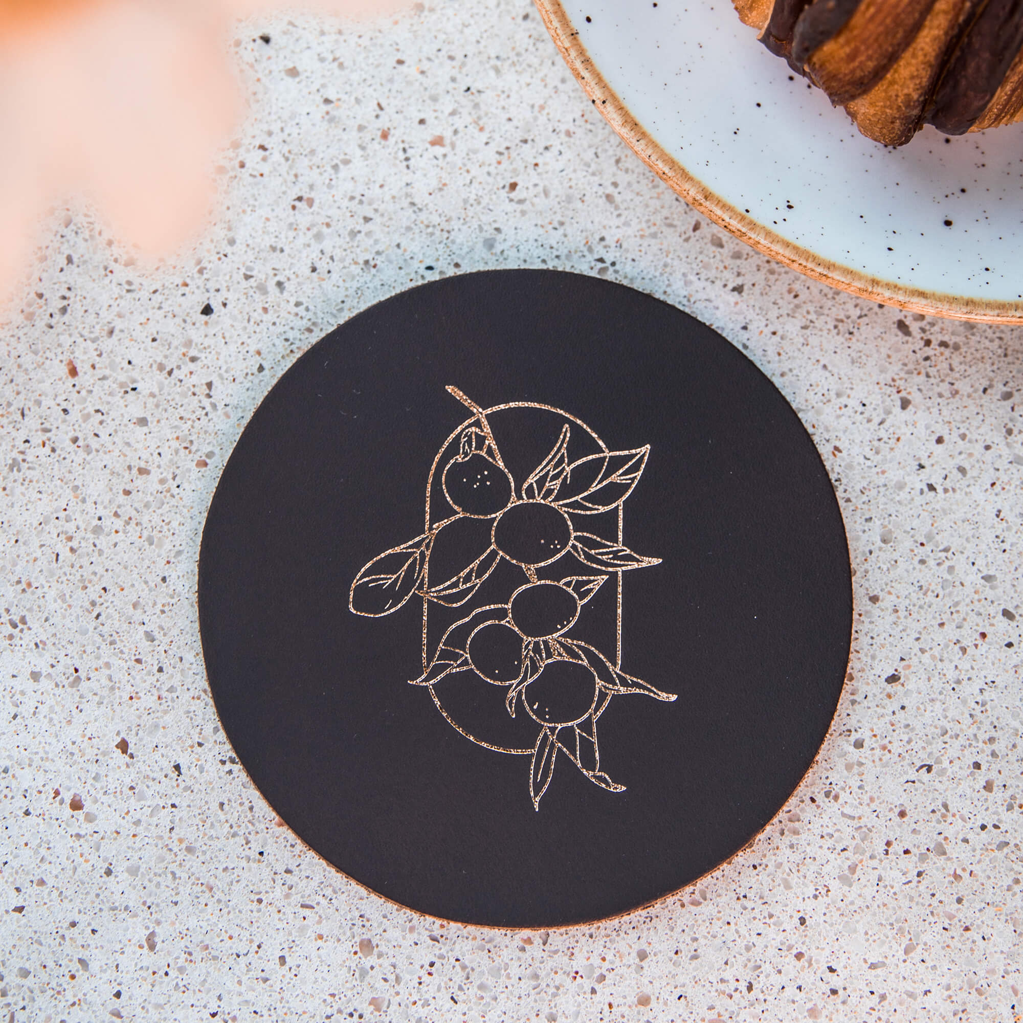 Dessous de verre en cuir véritable