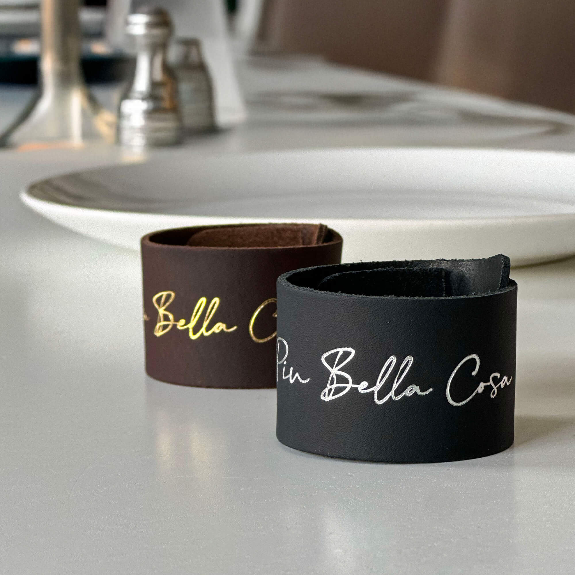 Ronds de serviette en cuir véritable