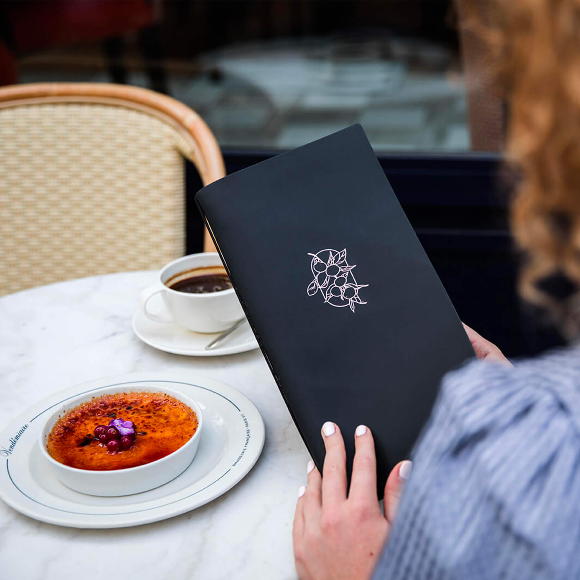 Protège-menu souple en cuir véritable